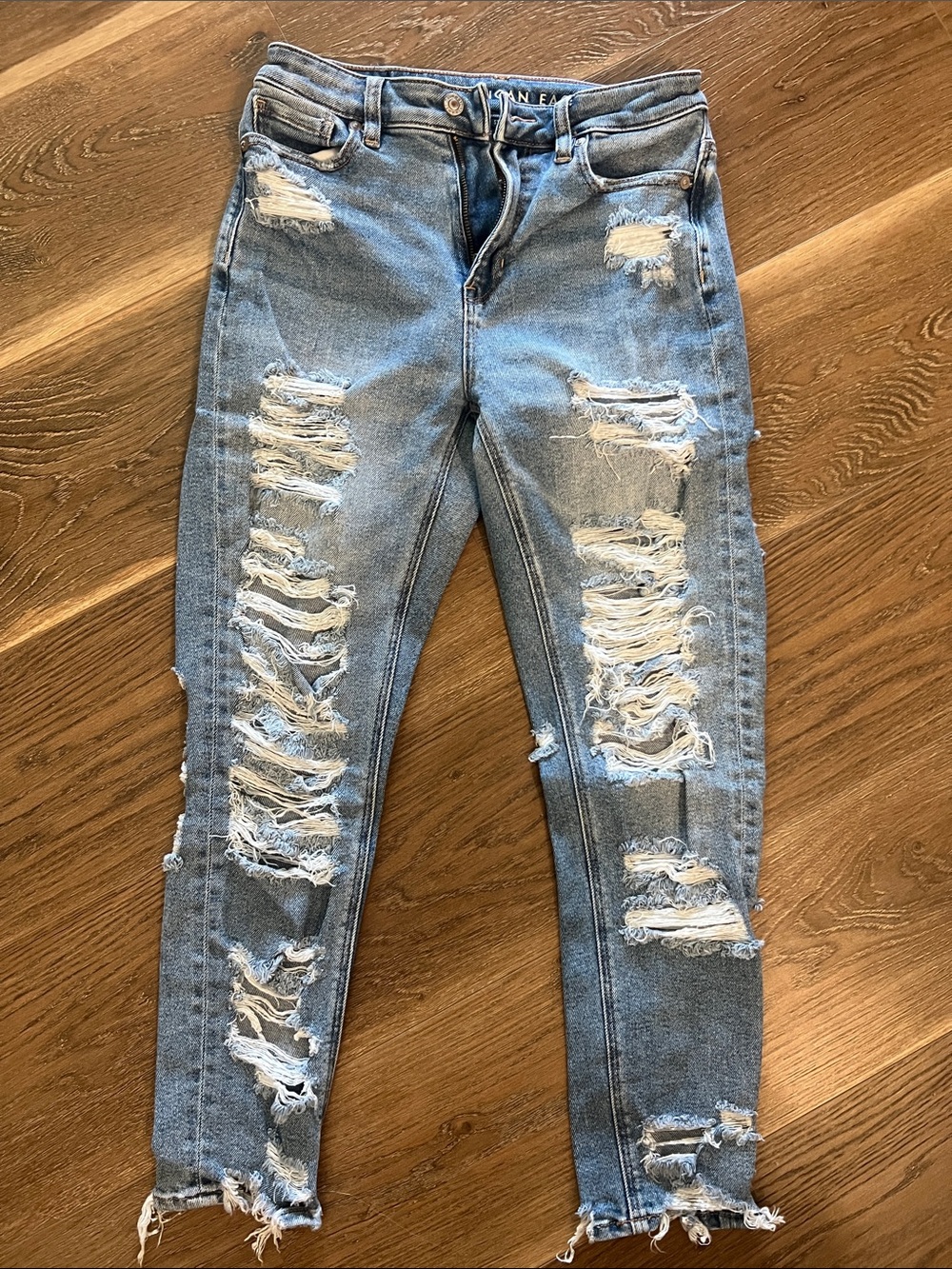 Light Blue Distressed Mom Jean